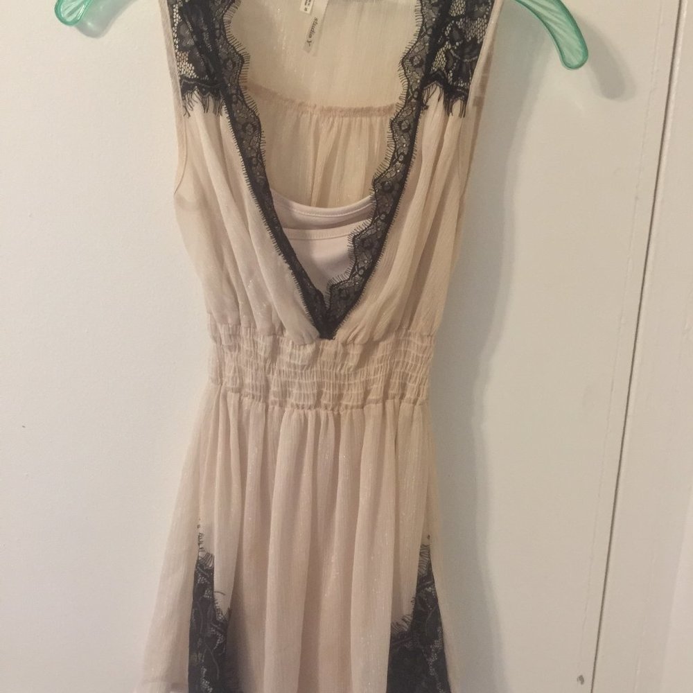 Studio Y champagne shimmer flower lace dress